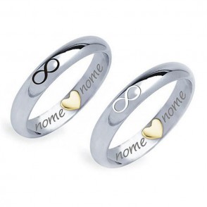 Fedine Personalizzate In Argento 925 Infinity Black And White Gold Love